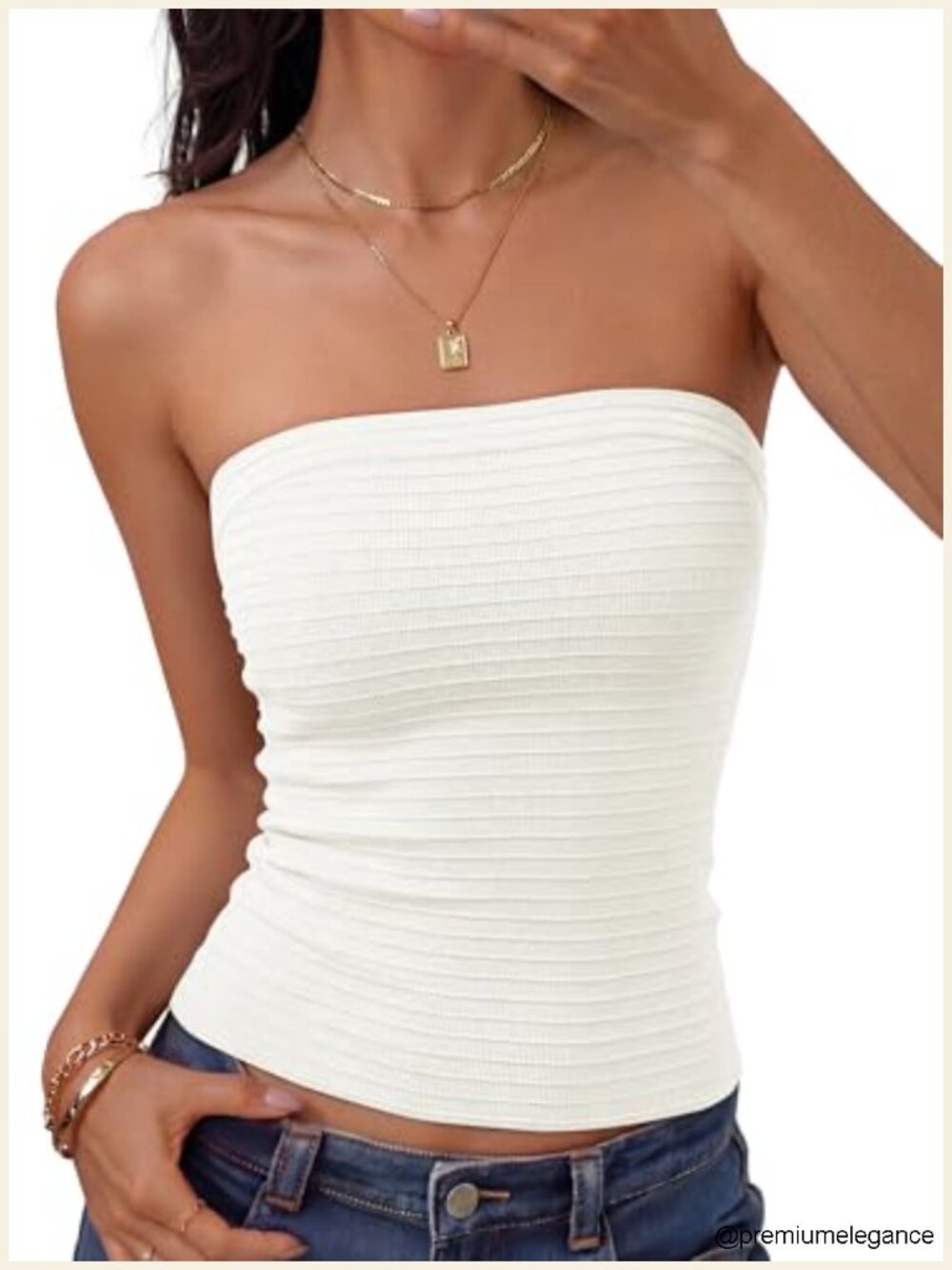 Strapless Ribbed Knit Tube Top Crop Bandeau Ruched Off Shoulder Summer